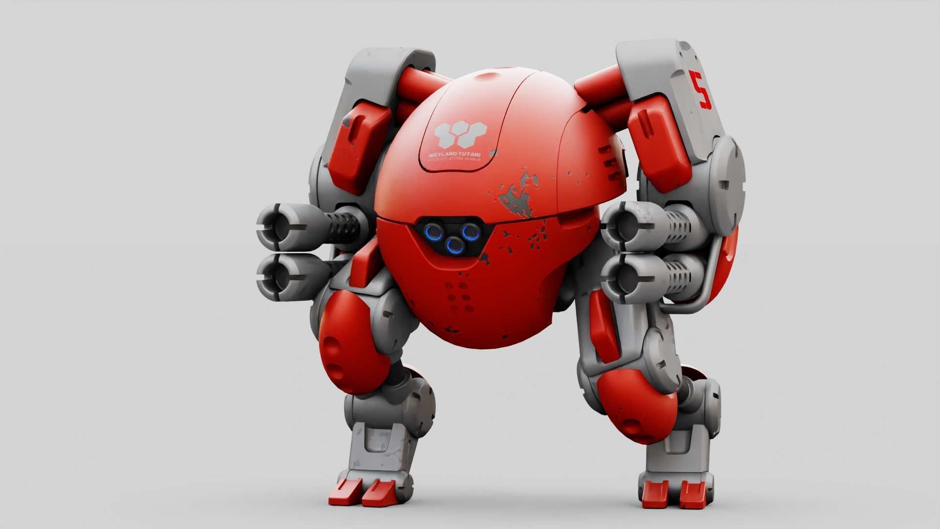 MILITARY BOT M-200  RIGGED 3D model_19