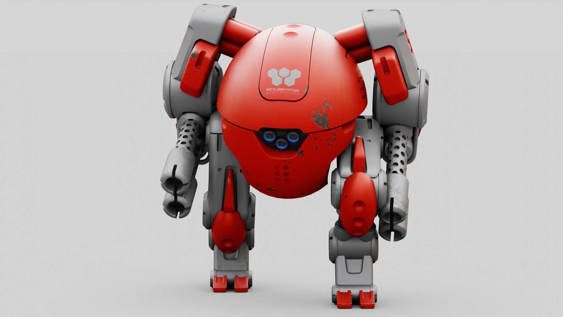 MILITARY BOT M-200  RIGGED 3D model_22