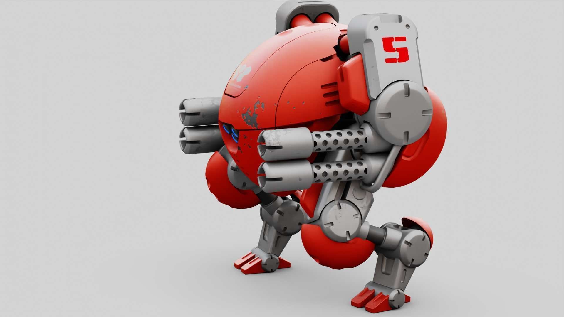 MILITARY BOT M-200  RIGGED 3D model_17