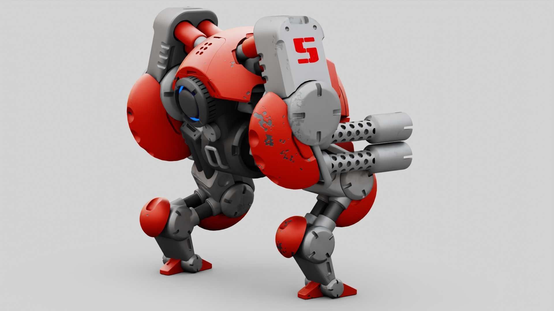 MILITARY BOT M-200  RIGGED 3D model_9