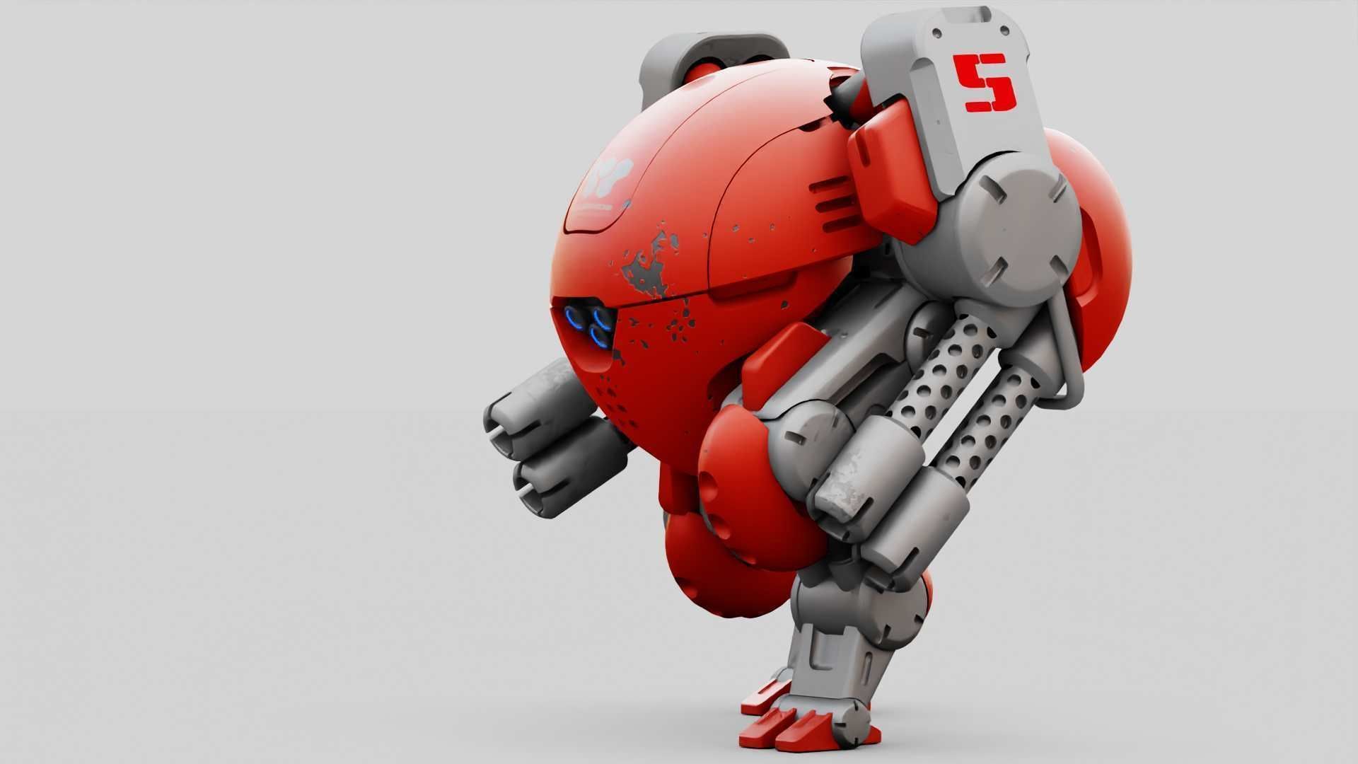 MILITARY BOT M-200  RIGGED 3D model_21