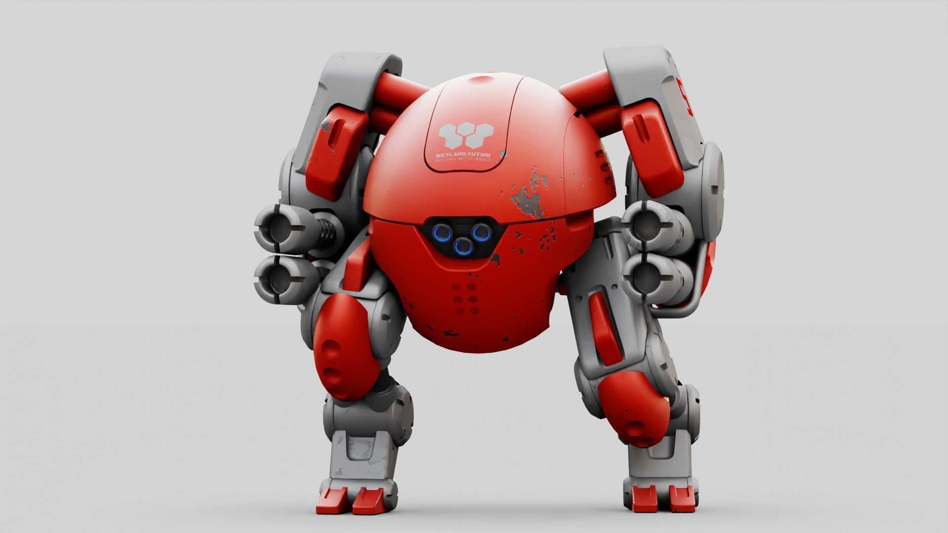 MILITARY BOT M-200  RIGGED 3D model_20