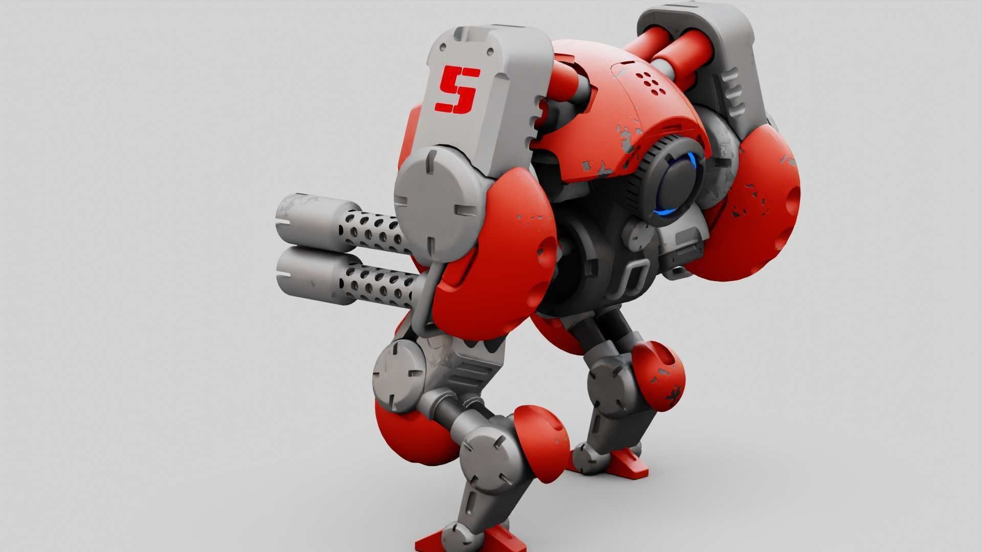 MILITARY BOT M-200  RIGGED 3D model_14