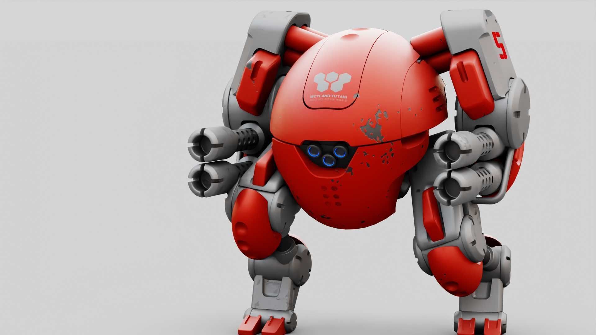 MILITARY BOT M-200  RIGGED 3D model_1