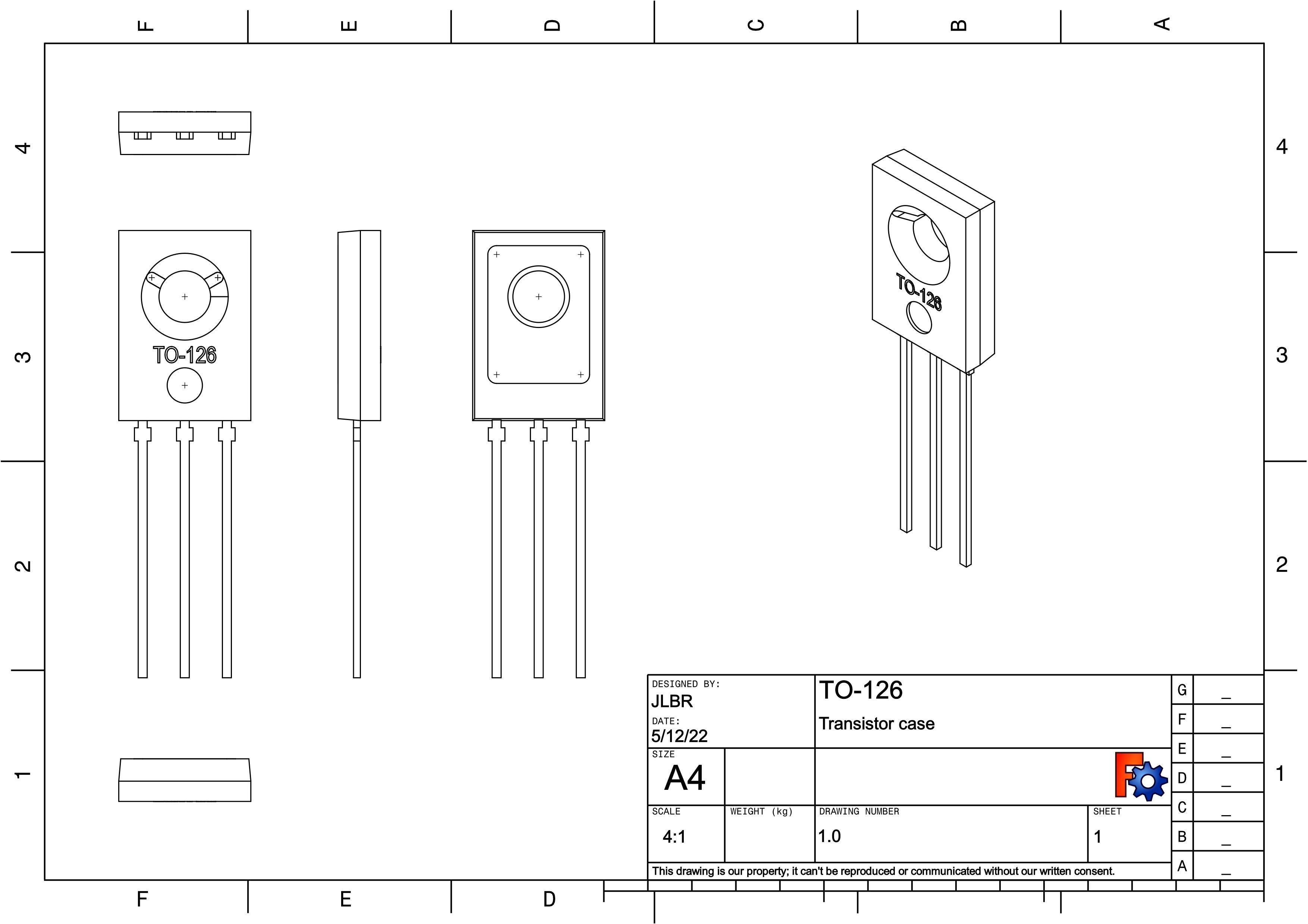 TO126 transistor case 3D model_2