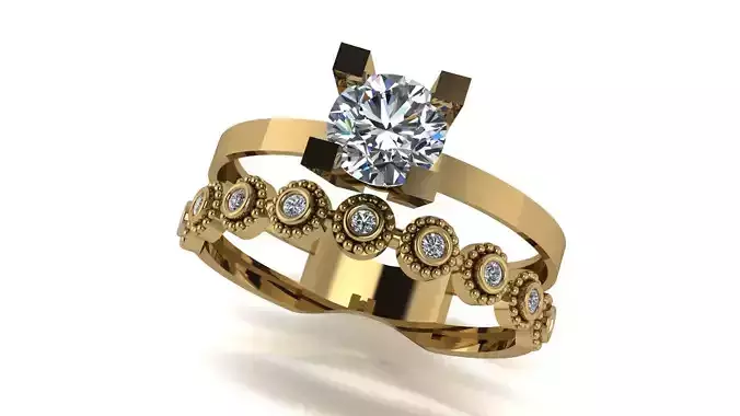 Ring wedding ring two in one engagement assembled 75