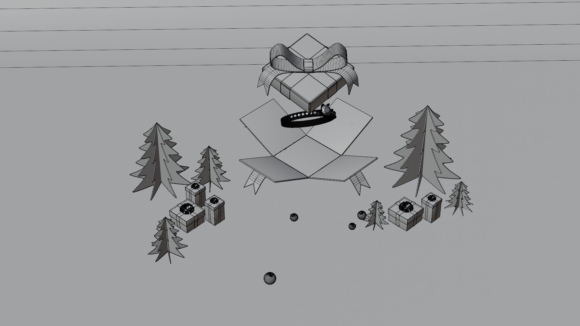 Christmas Product Advertising Display Podium 3D model_6