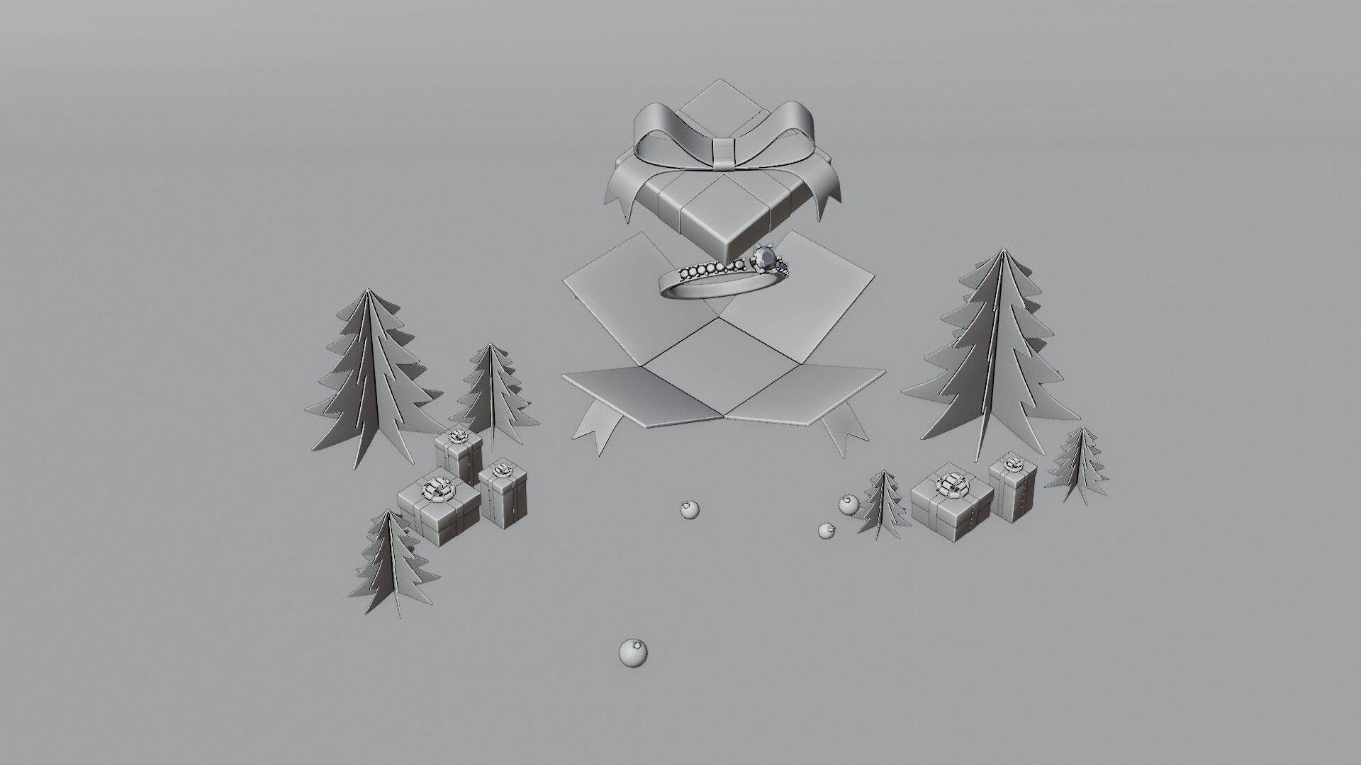 Christmas Product Advertising Display Podium 3D model_5