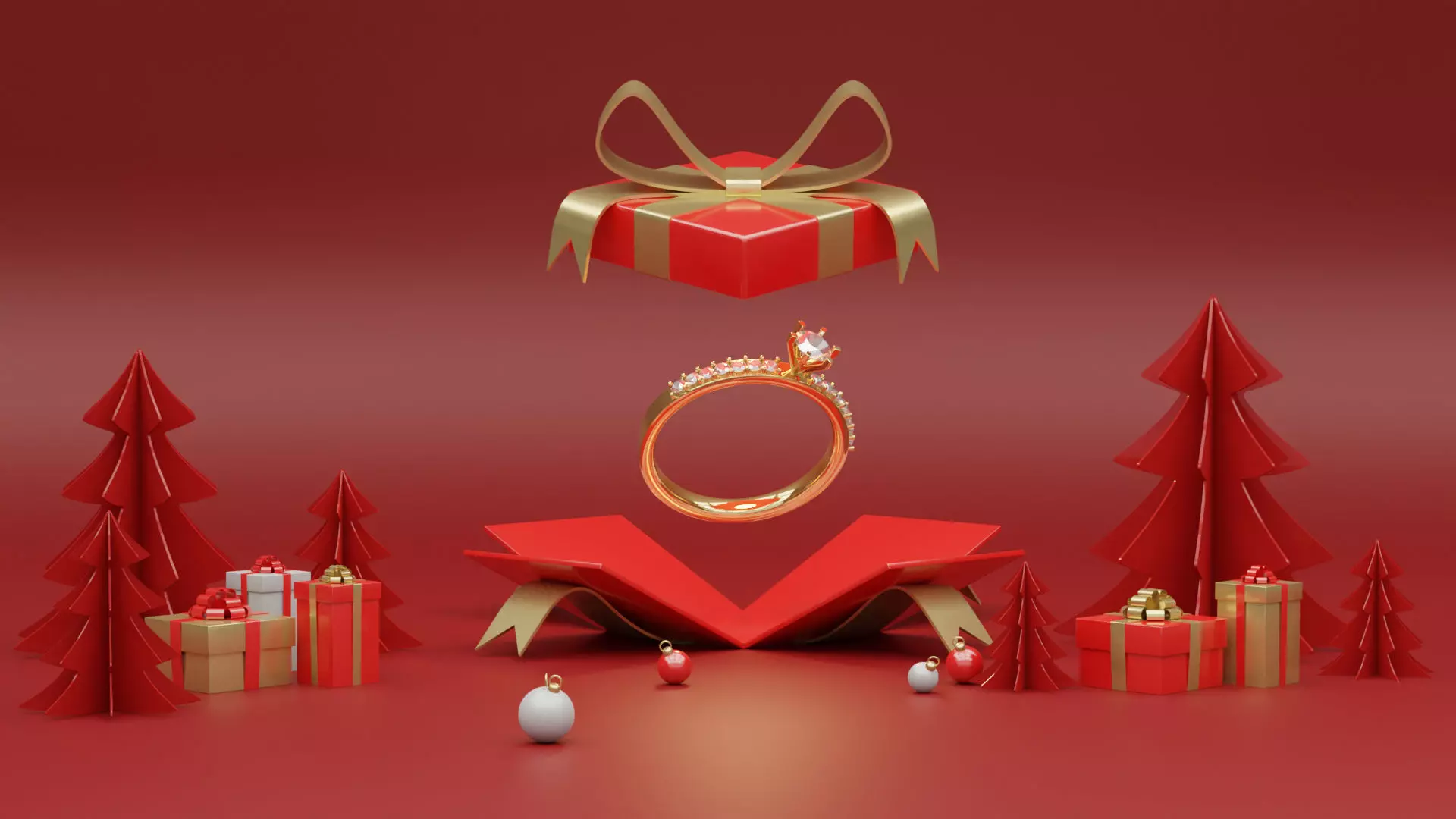 Christmas Product Advertising Display Podium 3D model_0