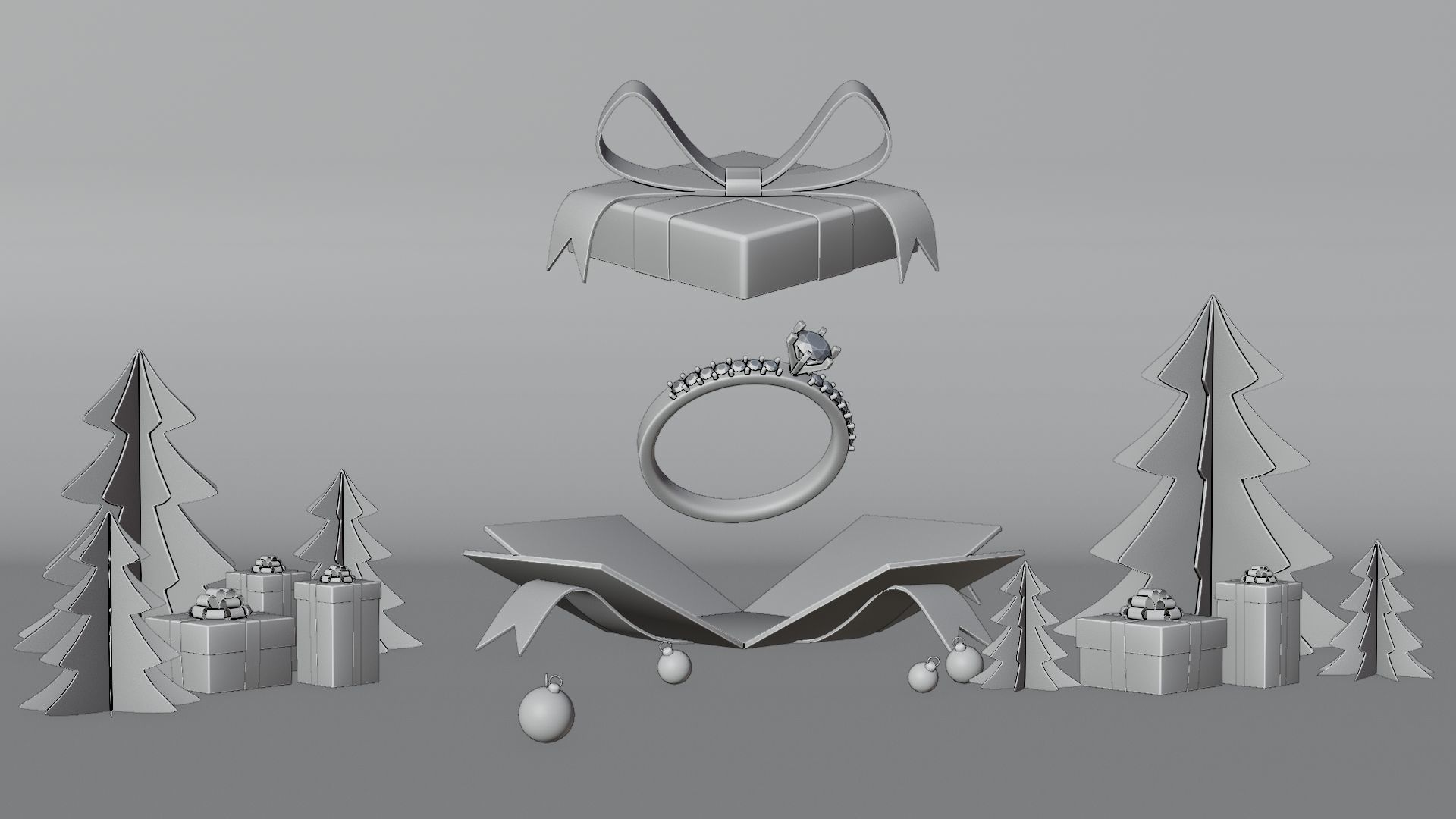 Christmas Product Advertising Display Podium 3D model_2