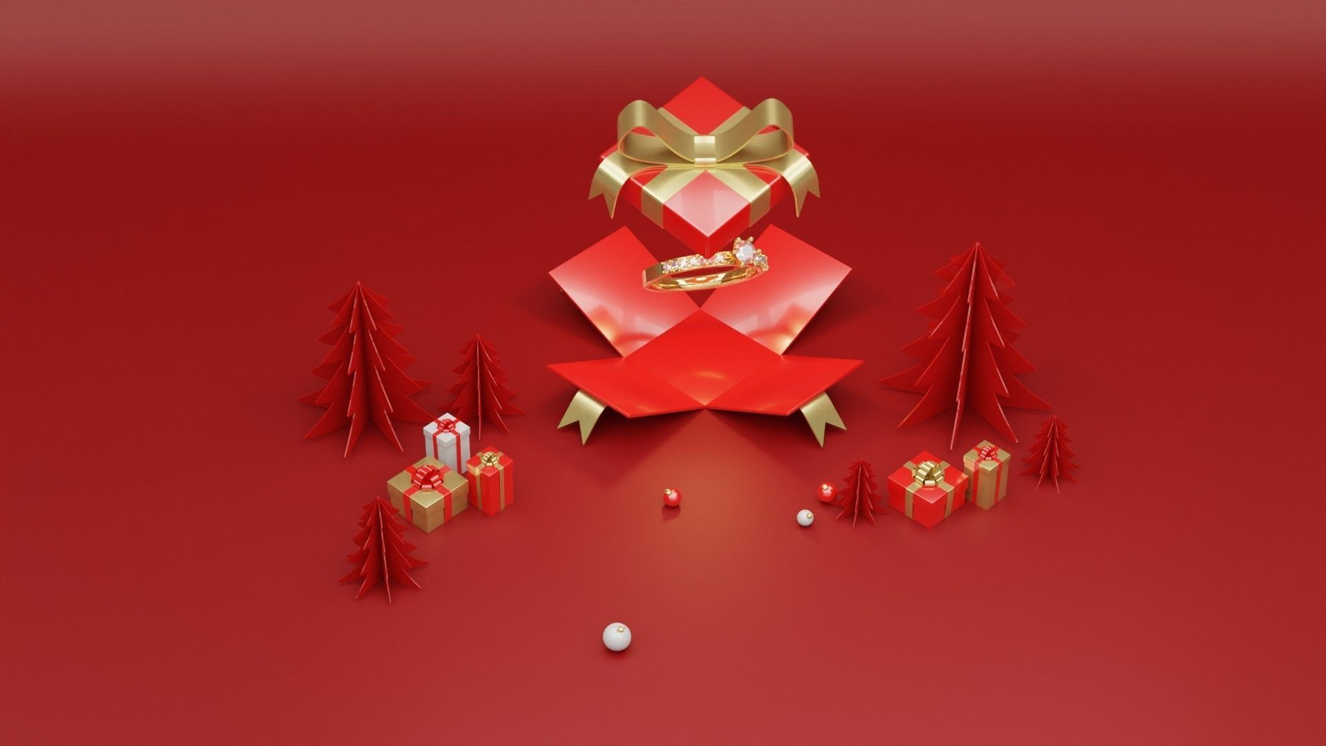 Christmas Product Advertising Display Podium 3D model_4