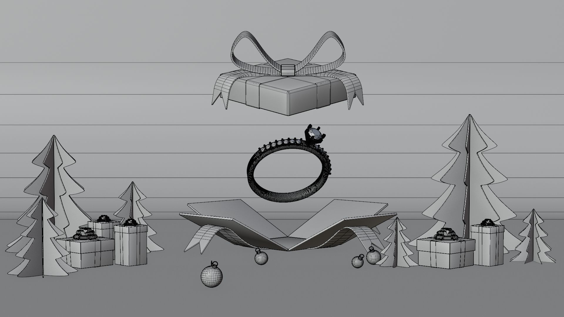 Christmas Product Advertising Display Podium 3D model_3