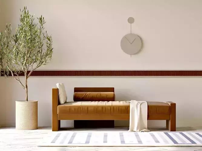 Minimal Nordic Interior Scene with Segment Chaise Sofa  3D model