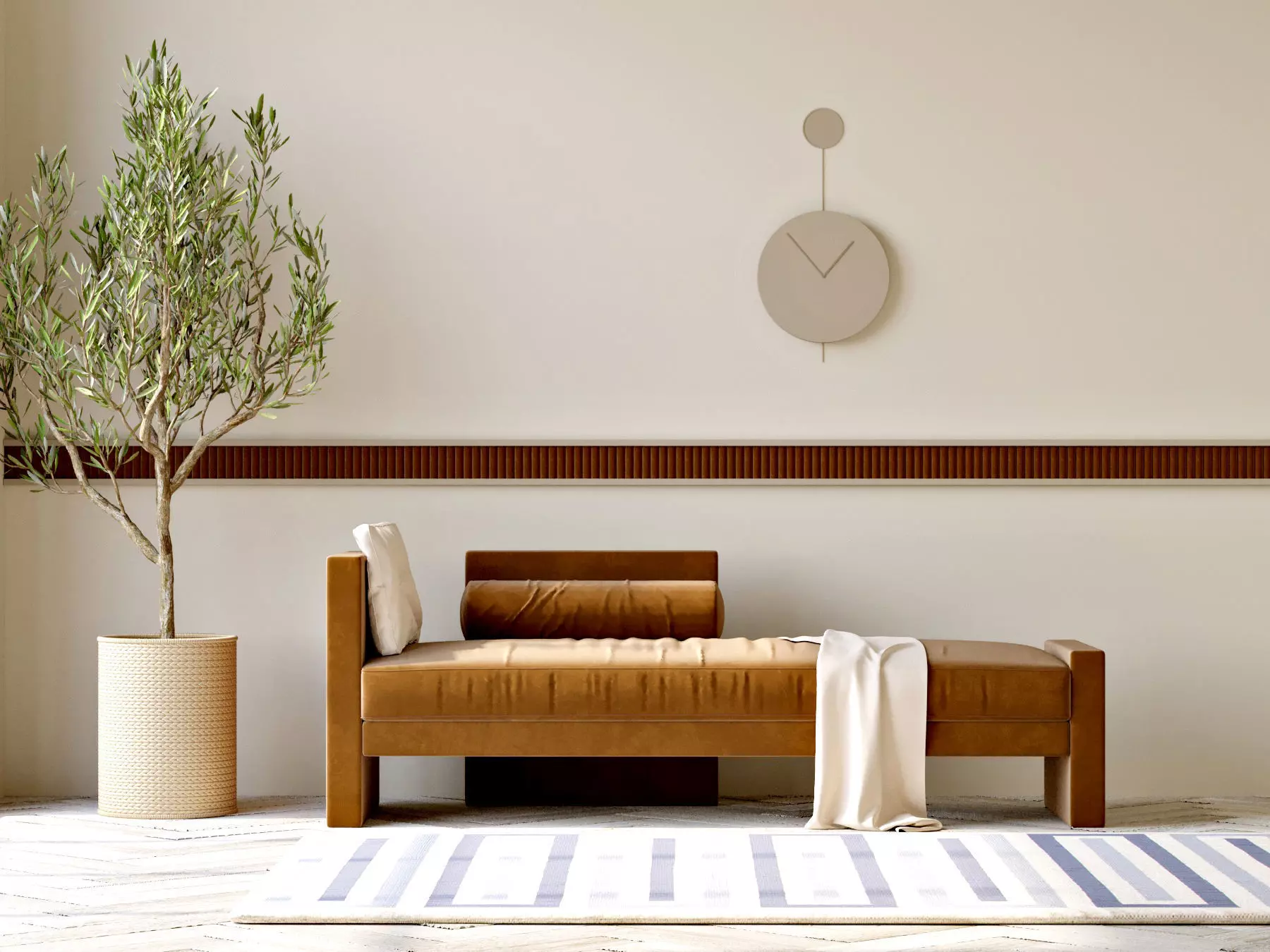 Minimal Nordic Interior Scene with Segment Chaise Sofa 3D model_0