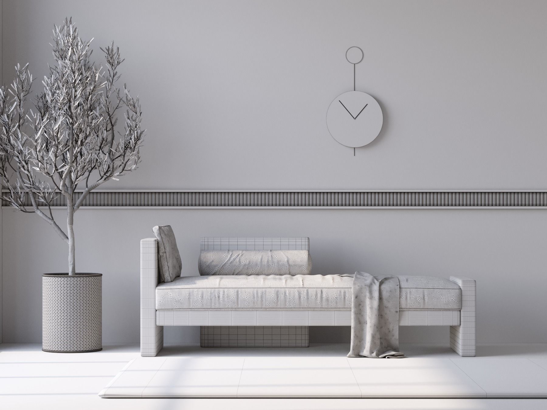 Minimal Nordic Interior Scene with Segment Chaise Sofa 3D model_1