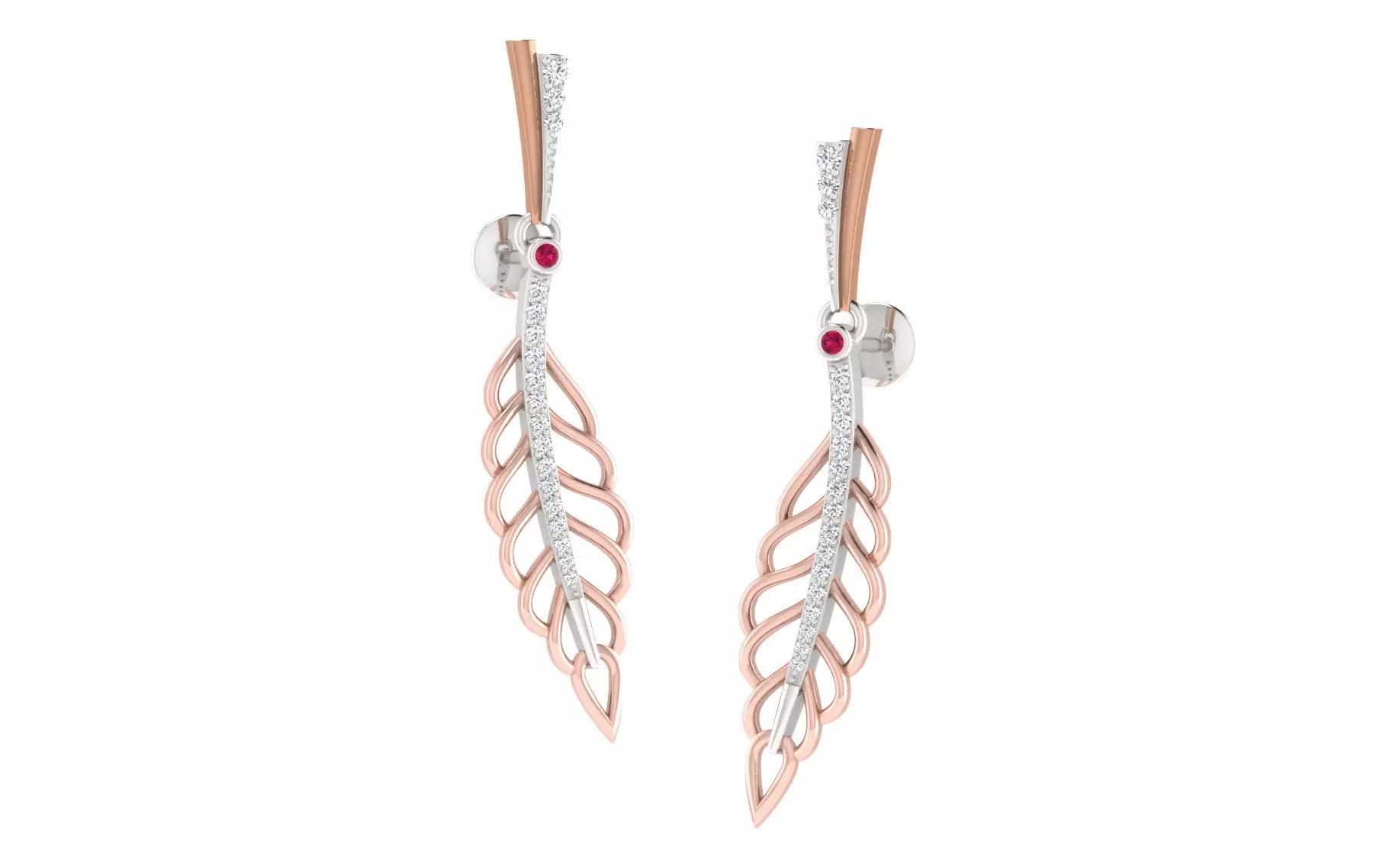 Leaf Women earrings 3dm render detail 3D print model