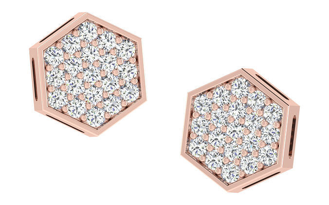 Hexagonal Women earrings 3dm render detail 3D print model