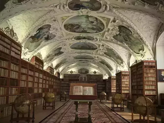 Spacious Elegant Library Scene 3D model