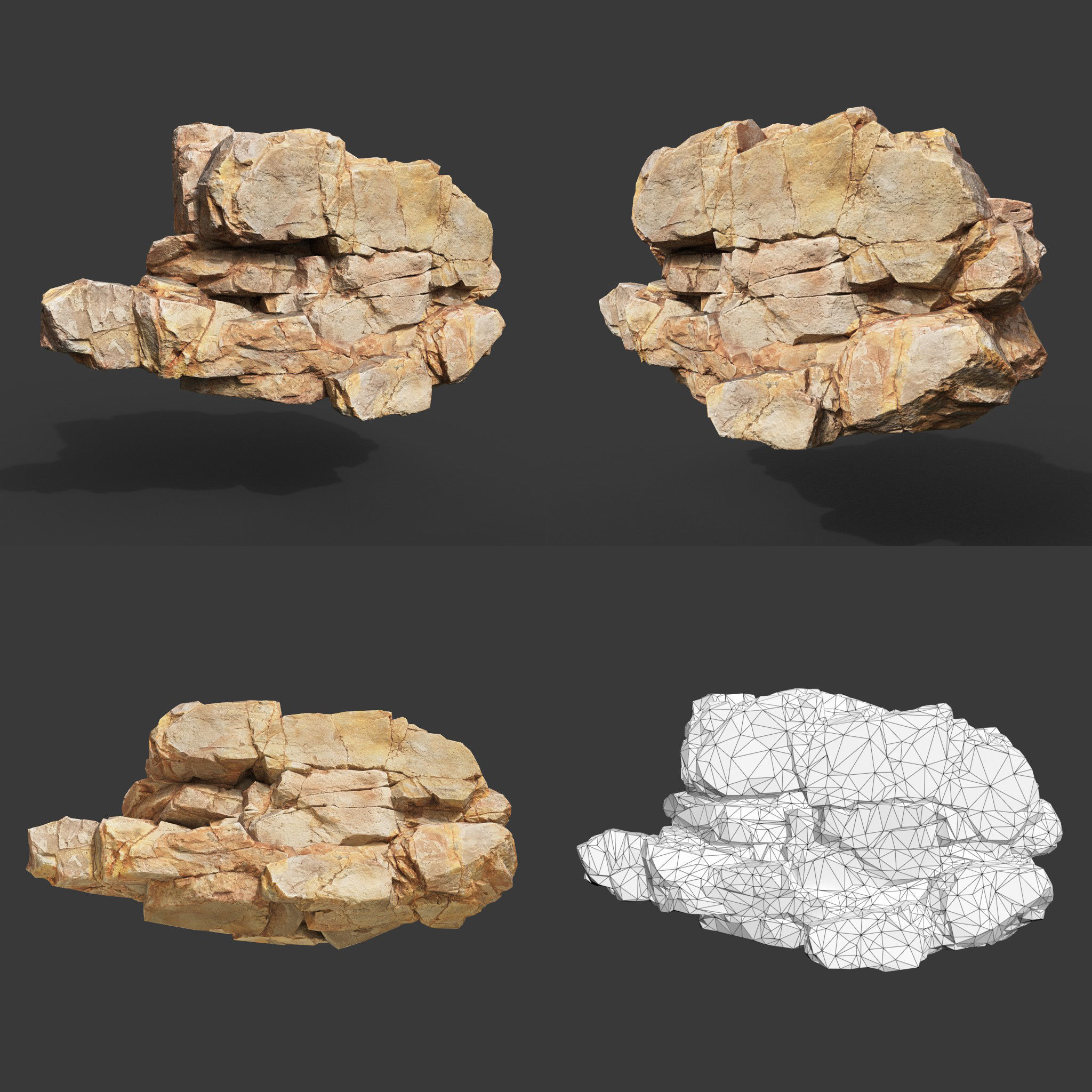 Low Poly Yellow Cliff Face 221208 - Ultra HD 16K Texture Low-poly 3D model_16