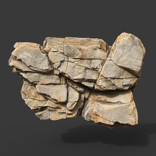 Low Poly Yellow Cliff Face 221208 - Ultra HD 16K Texture Low-poly 3D model 2