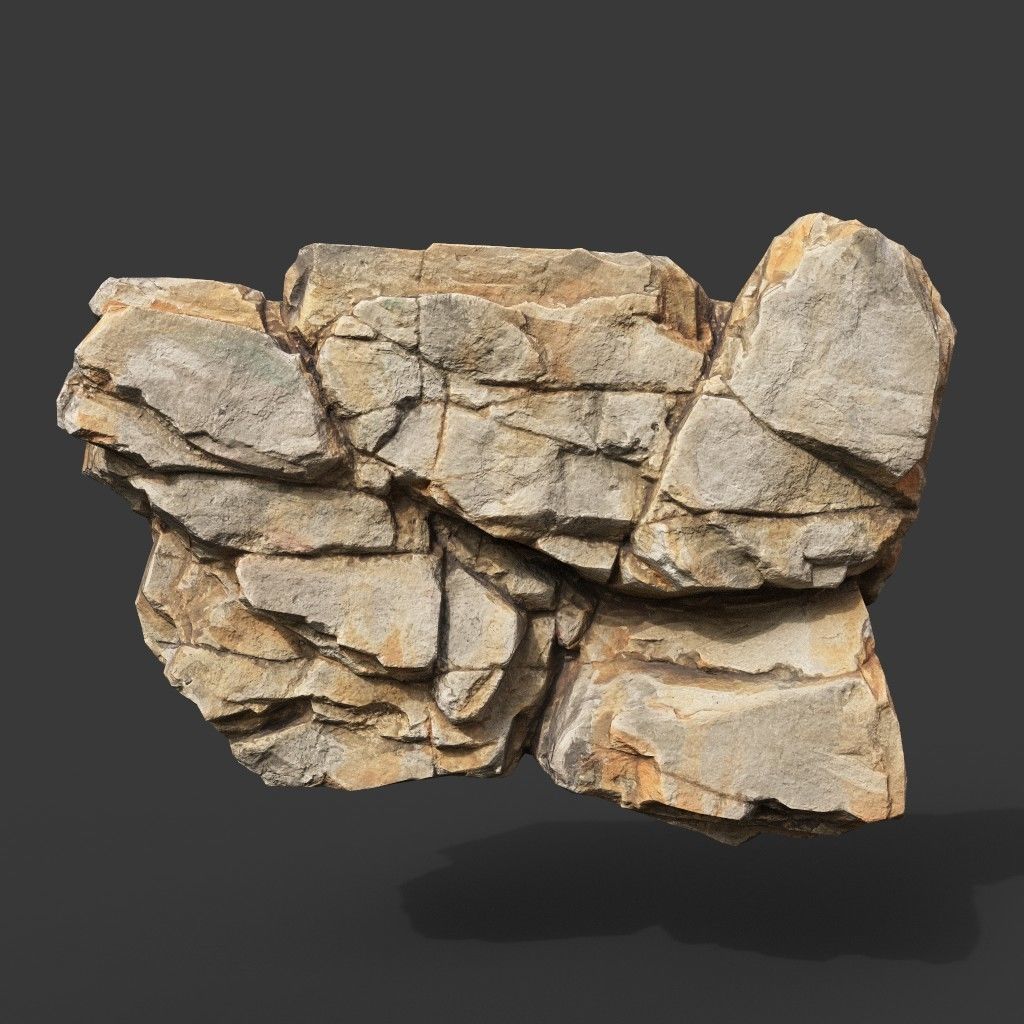 Low Poly Yellow Cliff Face 221208 - Ultra HD 16K Texture Low-poly 3D model_1
