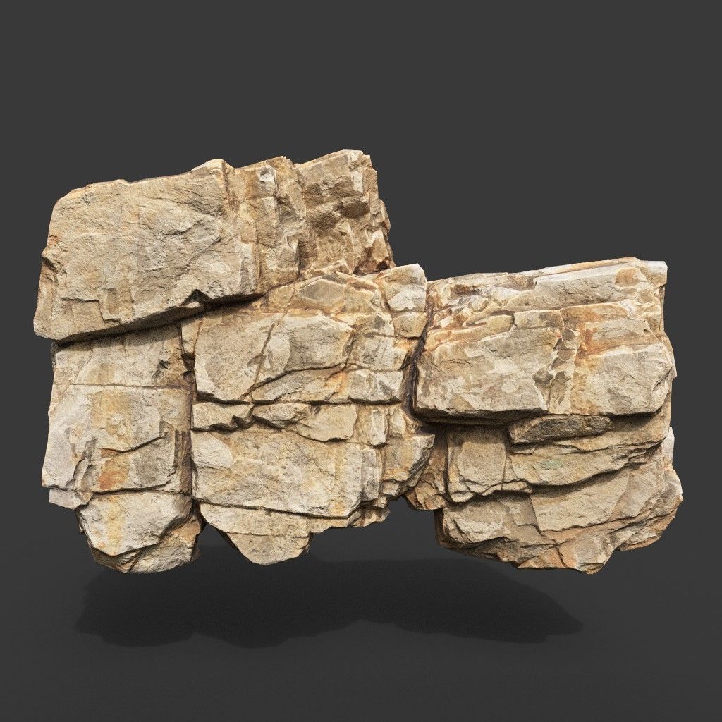 Low Poly Yellow Cliff Face 221208 - Ultra HD 16K Texture Low-poly 3D model_7