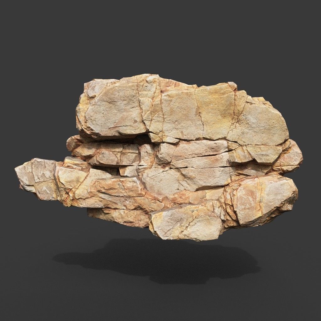 Low Poly Yellow Cliff Face 221208 - Ultra HD 16K Texture Low-poly 3D model_15