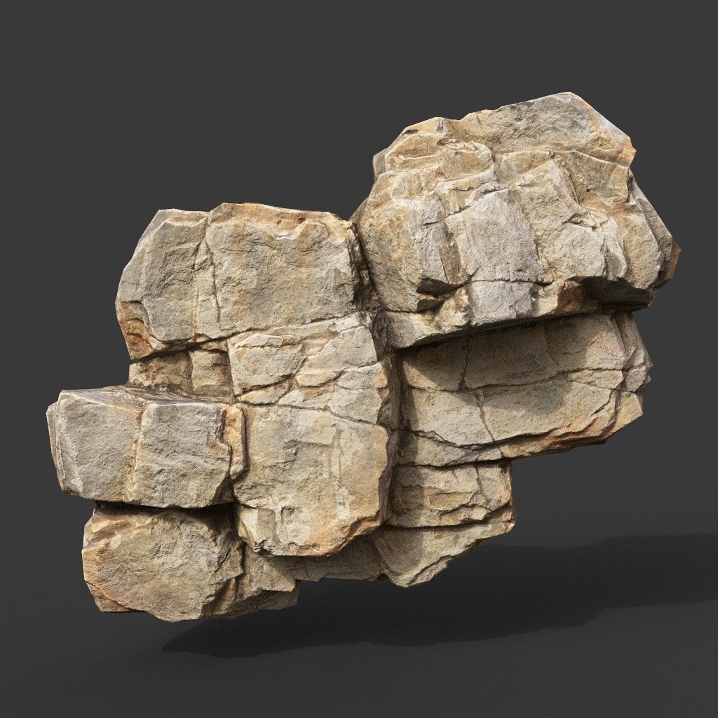 Low Poly Yellow Cliff Face 221208 - Ultra HD 16K Texture Low-poly 3D model_3
