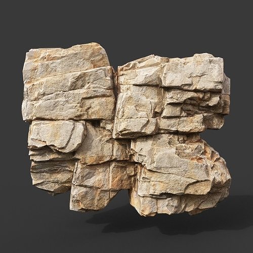 Low Poly Yellow Cliff Face 221208 - Ultra HD 16K Texture Low-poly 3D model 6