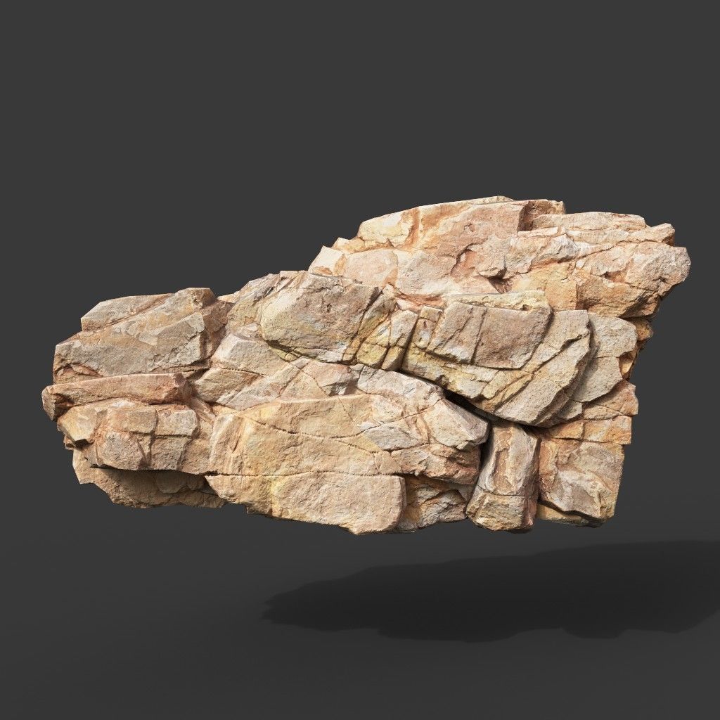 Low Poly Yellow Cliff Face 221208 - Ultra HD 16K Texture Low-poly 3D model_13