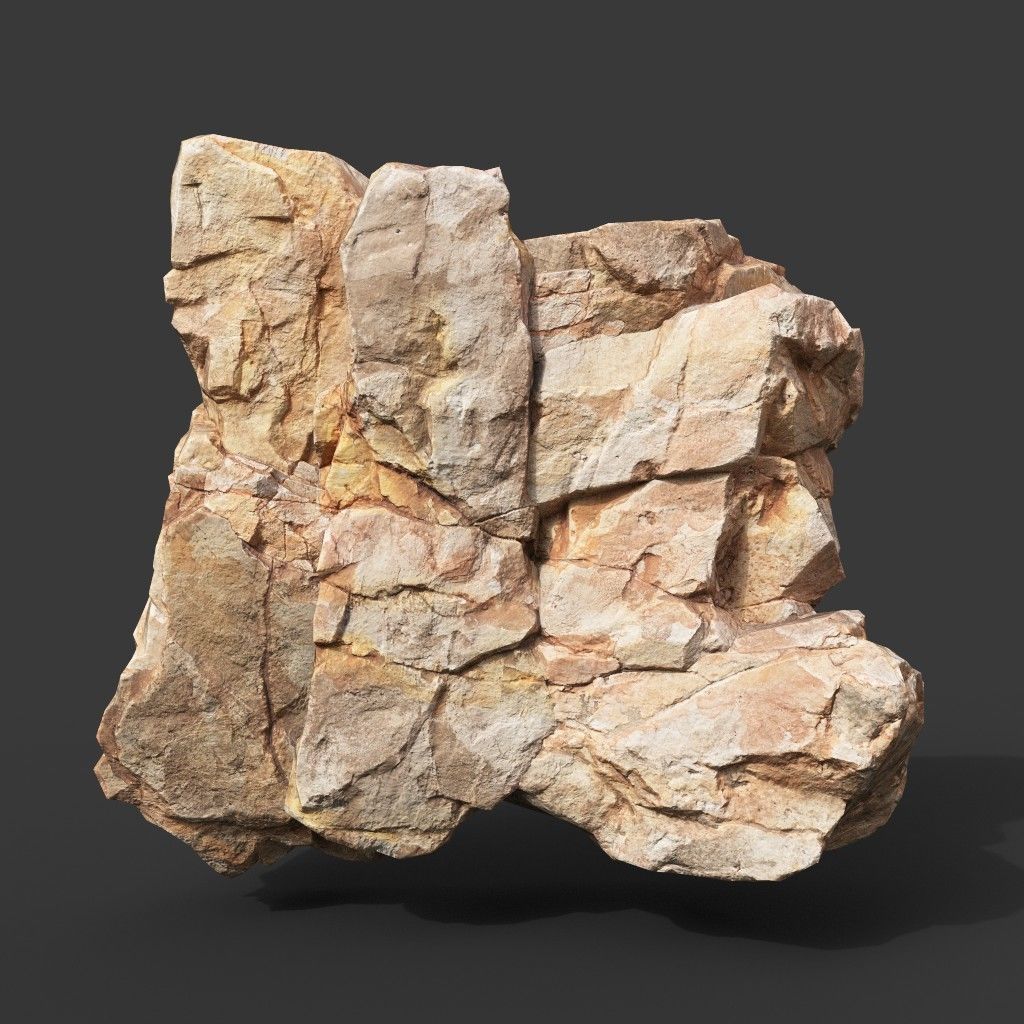Low Poly Yellow Cliff Face 221208 - Ultra HD 16K Texture Low-poly 3D model_9