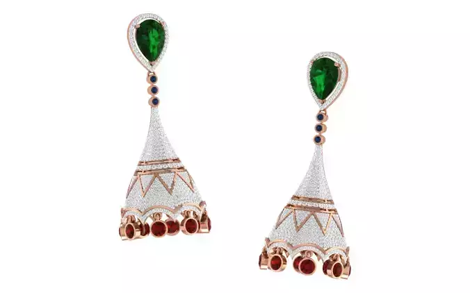 Women earrings 3dm stl render detail