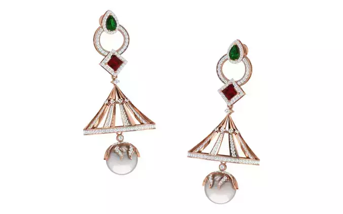 Women earrings 3dm render detail