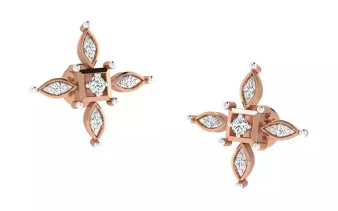 Flower Women earrings 3dm render detail