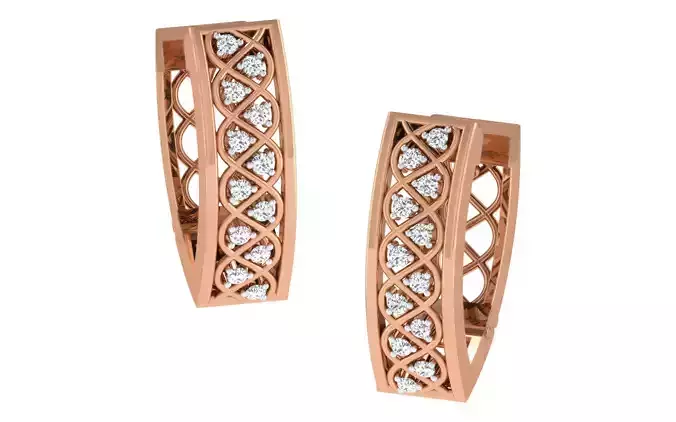 Woven diamond spiral earrings 3dm render detail