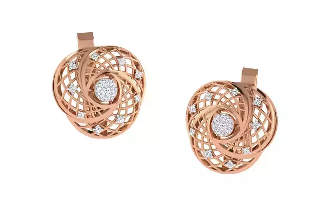 Flower Women earrings 3dm render detail