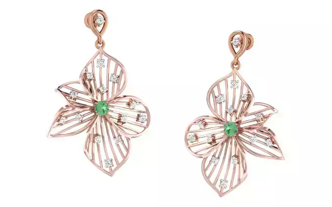 Flower Women earrings 3dm render detail