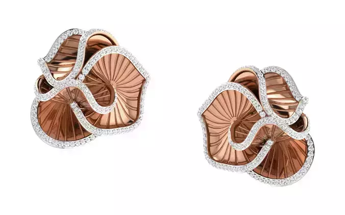 Flower Women earrings 3dm render detail