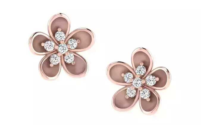 Flower Women earrings 3dm render detail