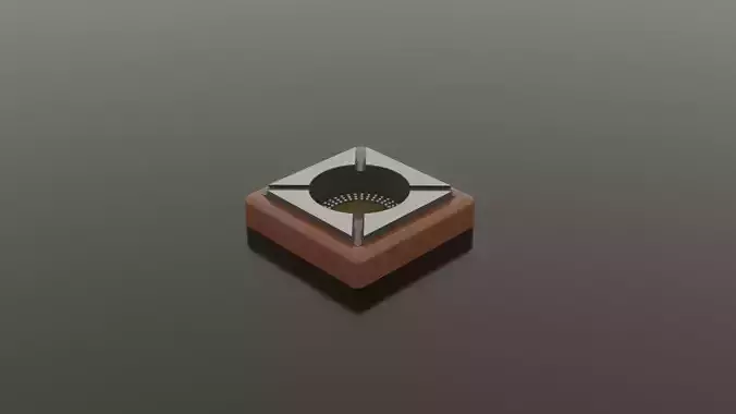 Ashtray square piece of metal with hole in it