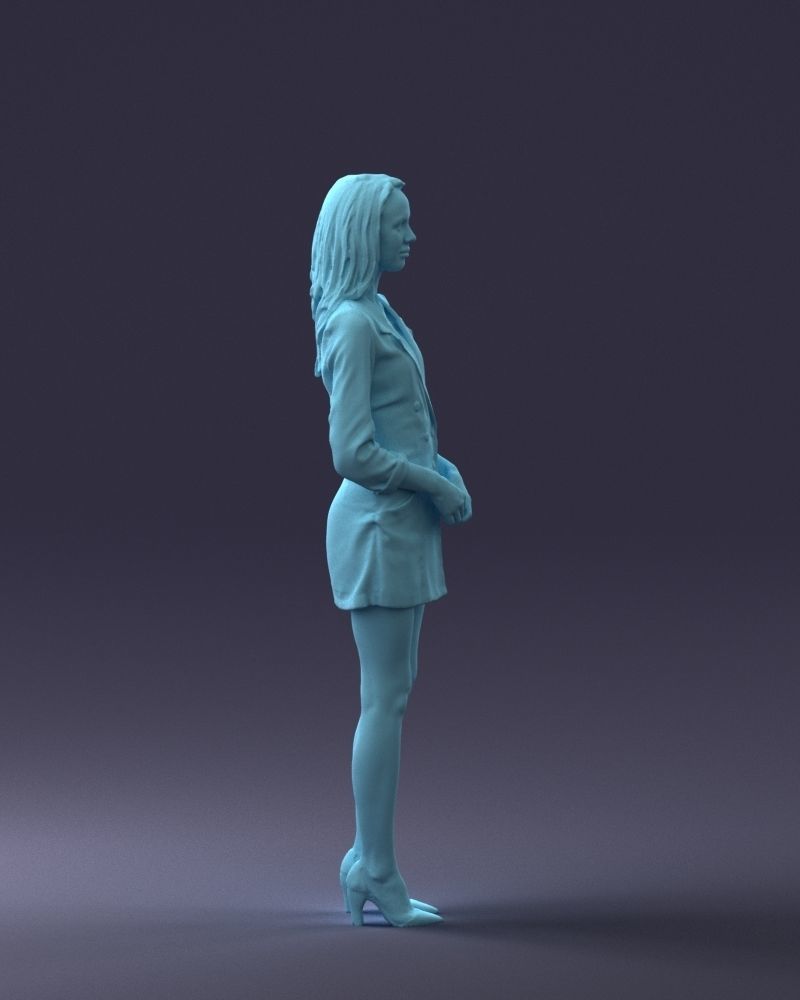 000155 Elegant Woman in White Blazer Dress 0714 3dp 3D print model_13