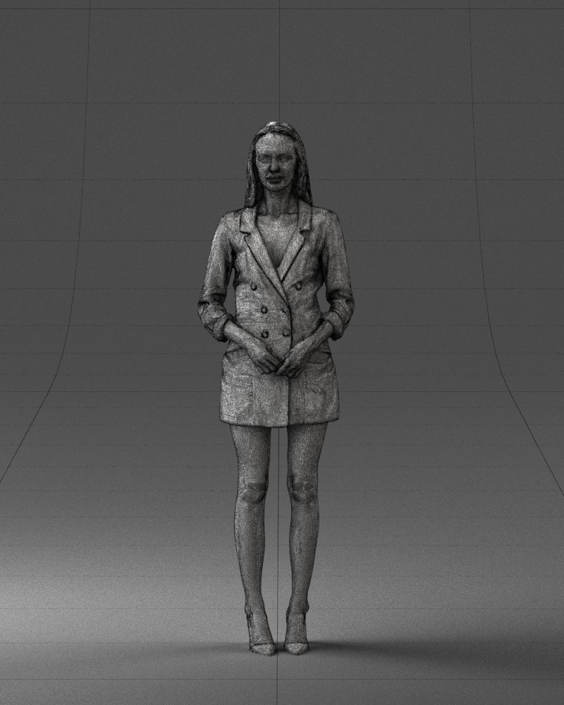 000155 Elegant Woman in White Blazer Dress 0714 3dp 3D print model_5