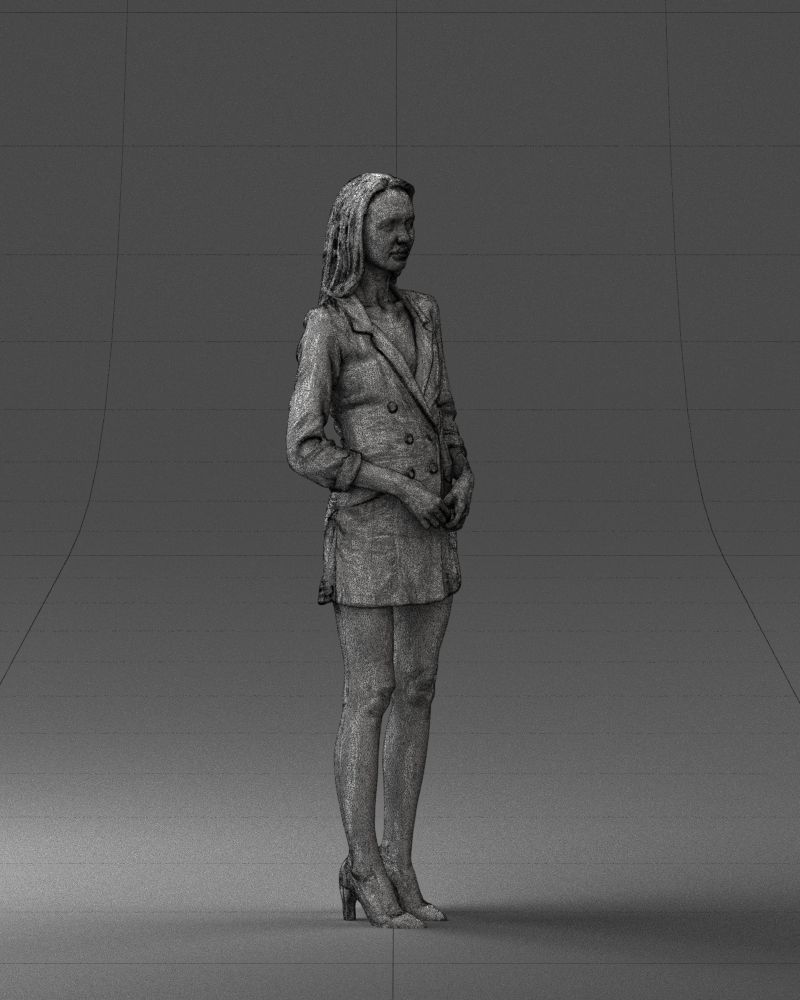 000155 Elegant Woman in White Blazer Dress 0714 3dp 3D print model_11