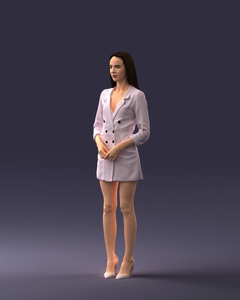000155 Elegant Woman in White Blazer Dress 0714 3dp 3D print model_30