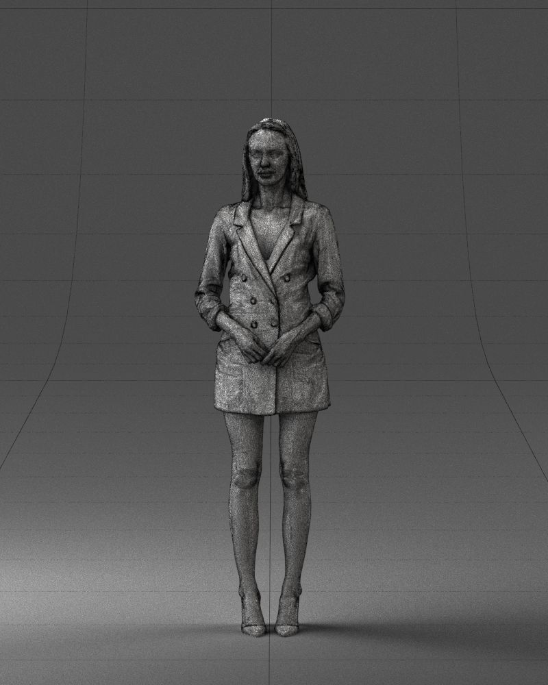 000155 Elegant Woman in White Blazer Dress 0714 3dp 3D print model_2