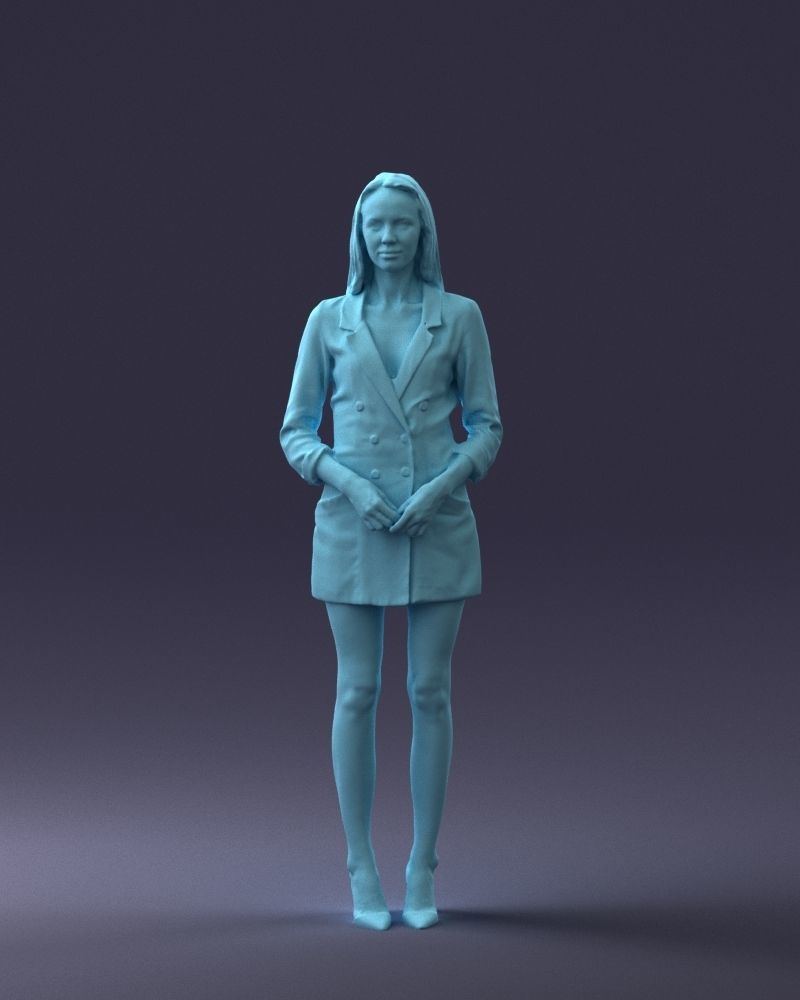 000155 Elegant Woman in White Blazer Dress 0714 3dp 3D print model_4