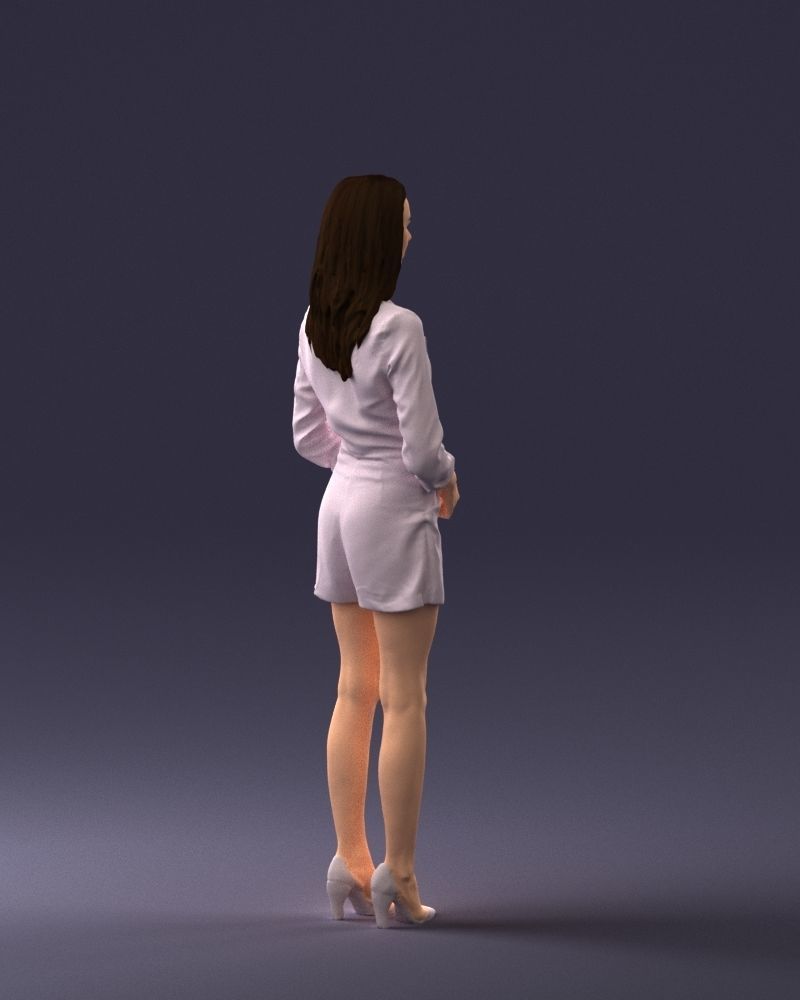 000155 Elegant Woman in White Blazer Dress 0714 3dp 3D print model_15