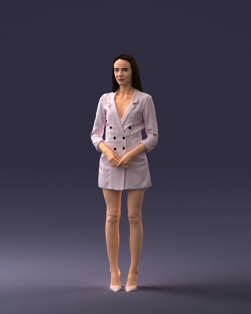 000155 Elegant Woman in White Blazer Dress 0714 3dp 3D print model_33