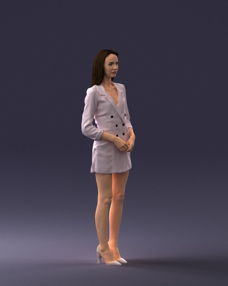 000155 Elegant Woman in White Blazer Dress 0714 3dp 3D print model_9