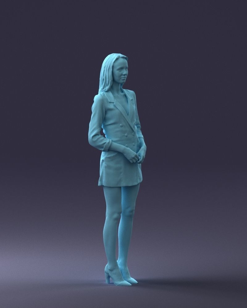 000155 Elegant Woman in White Blazer Dress 0714 3dp 3D print model_10